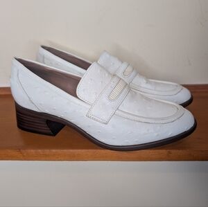 ZAC Zac Posen White Leather Loafers Block Heel Shoes Women’s 8.5 M